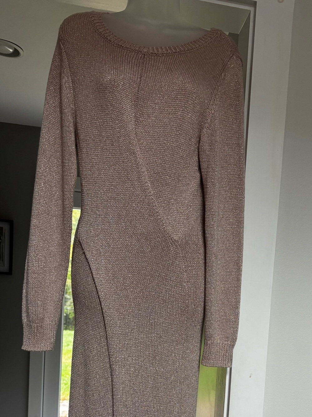 VENUS Metallic Rose Crewneck Knit Sweater Dress size Large